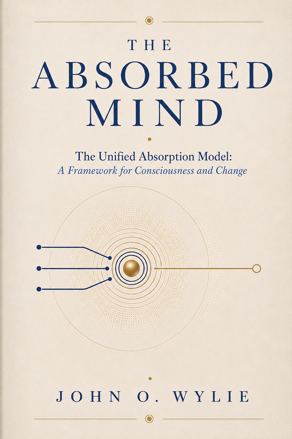 Cover of The Absorbed Mind — deep navy with a gold concentric emblem